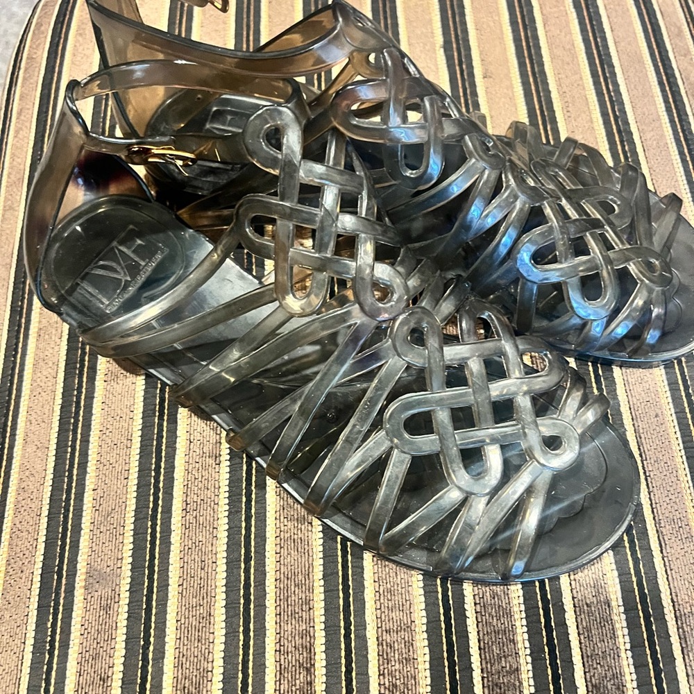 Windsor Smith Black Jelly Woven Strappy Sandals